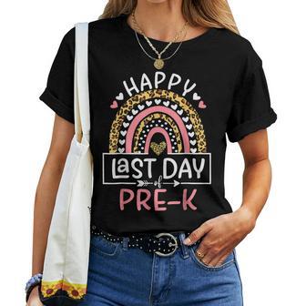 Happy Last Day Of Pre K Rainbow Teacher Student Graduation Women Crewneck Short T-shirt - Thegiftio UK