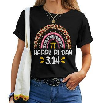 Happy Pi Day 3 14 Leopard Rainbow Mathematics Math Teacher Women T-shirt - Seseable