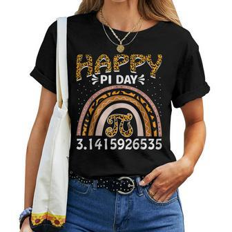 Happy Pi Day Mathematic Math Teacher Gift Leopard Rainbow V5 Women T-shirt - Seseable