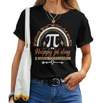 Happy Pi Day Mathematic Math Teacher Gift Leopard Rainbow V7 Women T-shirt - Seseable