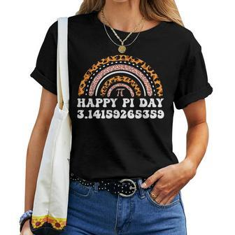 Happy Pi Day Mathematic Math Teacher Gift Leopard Rainbow V8 Women T-shirt - Seseable