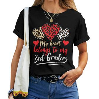 My Heart Belongs To Grader Valentines Day 3Rd Grade Teacher Women T-shirt - Seseable
