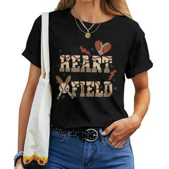 My Heart Is On That Field Baseball Leopard Mom Softball Women T-shirt | Mazezy