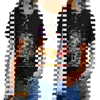 Horse Halloween And Merry Christmas Happy Hallothanksmas Women T-shirt | Mazezy