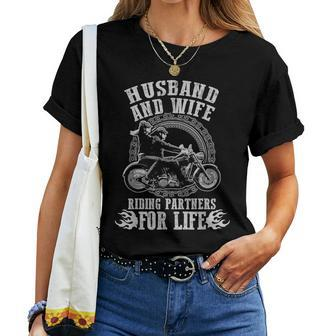 Husband Wife Biker Couple Racing Motorcycle Racer Women T-shirt | Mazezy