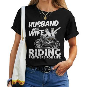 Husband And Wife Riding Partners For Life Motorcycle Lover Women T-shirt | Mazezy