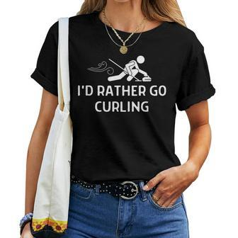 Id Rather Be Curling Outfit Women Men Women Crewneck Short T-shirt - Thegiftio UK