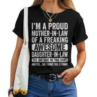 Im A Proud Mother In Law Of Awesome Daughter In Law Funny Women Crewneck Short T-shirt - Thegiftio UK