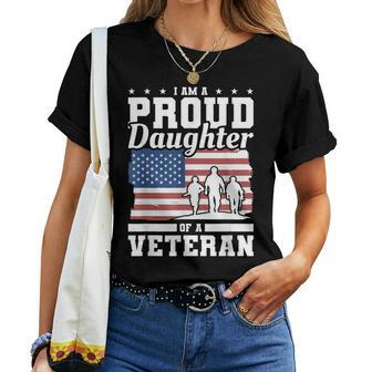 Im A Proud Daughter Of A Veteran American Flag Veterans Day Women T-shirt - Seseable