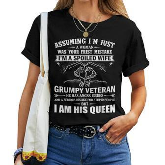 Im A Spoiled Wife Of A Grumpy Veteran Matching Family Gift Women T-shirt - Seseable