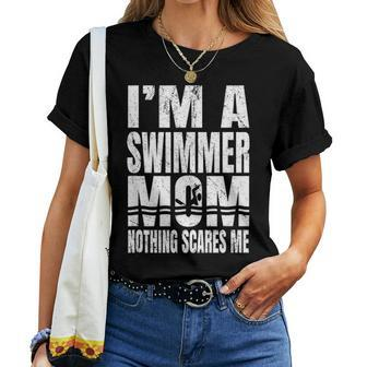 Im A Swimmer Mom Nothing Scares Me Vintage Swim Pool Women T-shirt - Seseable