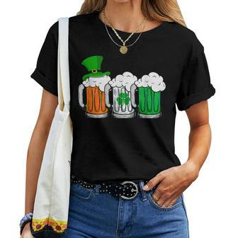 Irish Beer Ireland Flag St Patricks Day Shamrock Clover Women T-shirt - Seseable