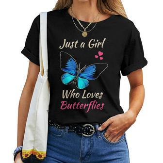Just A Girl Who Loves Butterflies Funny Monarch Butterfly Women T-shirt - Seseable