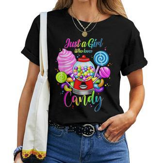 Just A Girl Who Loves Candy Rainbow Sweets Tester Women T-shirt | Mazezy