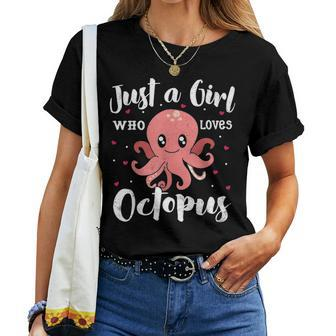 Just A Girl Who Loves Octopus Women Gift Kids Mom Lover Women T-shirt - Seseable