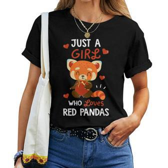 Just A Girl Who Loves Red PandasRed Panda Lover Gift Women T-shirt - Seseable