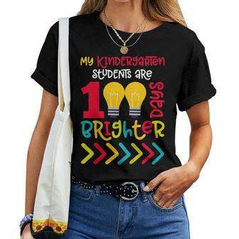 Kindergarten Teacher 100 Days Of School Shirt Brighter Women T-shirt | Mazezy