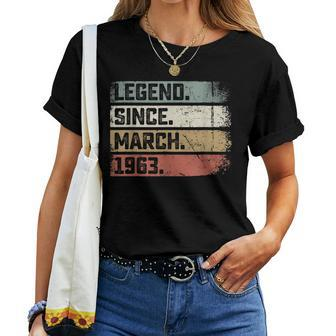 Legend Since March 1963 60 Years Old Gifts 60Th Birthday Women T-shirt - Seseable