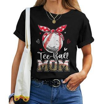 Womens Leopard -Ball Mom Cute Tball Ball Mom Women T-shirt | Mazezy UK