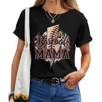 Leopard Baseball Mama Lightning Bolt Sport Mom Women T-shirt - Thegiftio UK