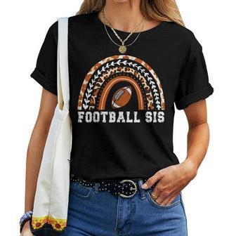Leopard Rainbow American Football Sis Family Matching Sister Women T-shirt Casual Daily Crewneck Short Sleeve Graphic Basic Unisex Tee