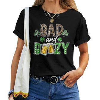 Leopard St Patricks Day Bad And Boozy Beer Drinking Irish Women T-shirt - Thegiftio UK