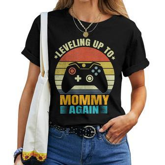 Leveling Up To Mommy Again Promoted To Newly Mommy Women Crewneck Short T-shirt - Thegiftio UK