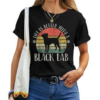 Life Is Better With Labrador Retro Golden Black Lab Dad Mom Women T-shirt | Mazezy