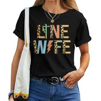 Line Wife Leopard Lineman Wife Of A Lineman Women T-shirt | Mazezy