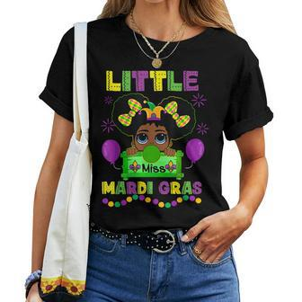 Little Miss Beads Mardi Gras Parade Cute Black Girl Princess V2 Women T-shirt - Seseable
