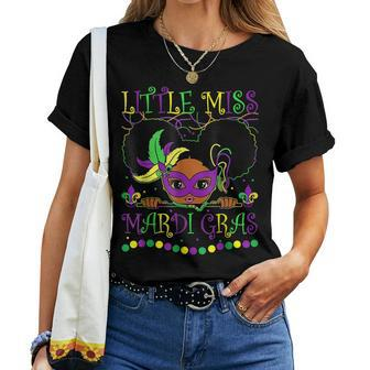 Little Miss Beads Mardi Gras Parade Cute Black Girl Princess Women T-shirt - Seseable