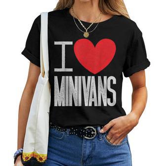 I Love Minivans Heart Mini Van Funny Parent Mom Dad Quote Women T-shirt - Seseable