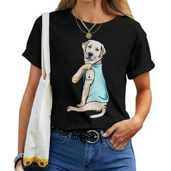 I Love Mom Funny Labrador Tattooed V2 Women T-shirt - Seseable
