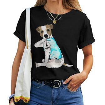 I Love Mom Jack Russell Terrier Tattooed Women T-shirt - Seseable