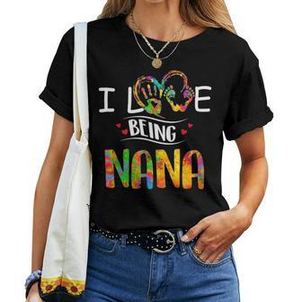 I Love Being A Nana Art Matching Family Mother Day Women T-shirt - Seseable
