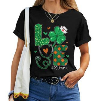 Love Pcu Nurse Life Leopard Shamrock St Patricks Day Women T-shirt - Seseable