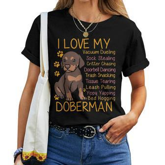 I Love My Red Doberman Dobie Mom Dad Gifts Youth Kid Lovers Women T-shirt - Seseable