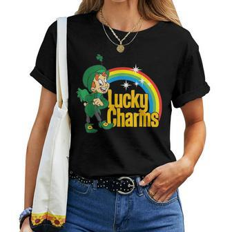 Lucky Charm Leprechaun Rainbow Shamrock St Paddys Day Women T-shirt | Mazezy