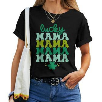 Lucky Mama Leaf Clover St Patricks Day Women  Women T-shirt Casual Daily Crewneck Short Sleeve Graphic Basic Unisex Tee