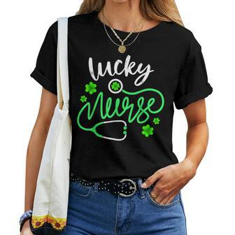 Lucky Nurse St Pattys Day Shamrock Nurse Women T-shirt - Thegiftio UK