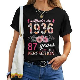 Made In 1936 Floral 87 Year Old 87Th Birthday Women Women T-shirt | Mazezy