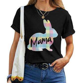 Mama Bunny Rabbit Pastel Plaid Mother Mommy Mom Easter Women T-shirt | Mazezy