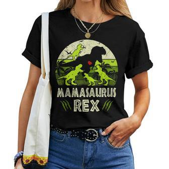 Mama DinosaurRex Mamasaurus 4 Kids Matching Family Women T-shirt - Seseable