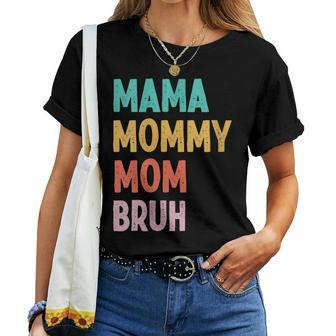 Mama Mommy Mom Bruh Mothers Day Vintage Funny Mothers Day Gift For Womens Women Crewneck Short T-shirt - Thegiftio UK