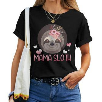 Mama Sloth Flowers Mom Grandma Sloth Women T-shirt | Mazezy