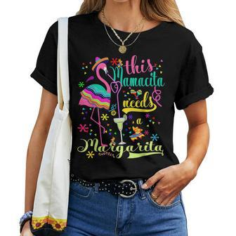 This Mamacita Needs A Margarita Cinco De Mayo Flamingo Women T-shirt | Mazezy