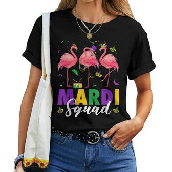 Mardi Squad Jester Flamingo Mardi Gras Fat Tuesday Parade Women T-shirt - Seseable