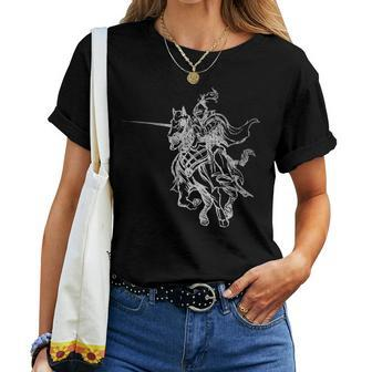 Medieval Knight Armor Riding Horse Jousting Retro Vintage Women T-shirt - Seseable