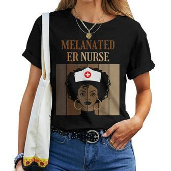 Melanated Er Nurse Nursing Caregiver Black Afro African Women T-shirt | Mazezy