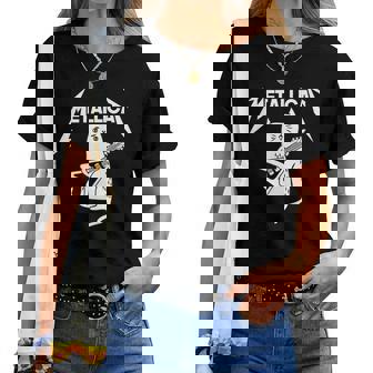 Mettalicat Rock Band Guitar Christmas V2 Women T-shirt | Mazezy